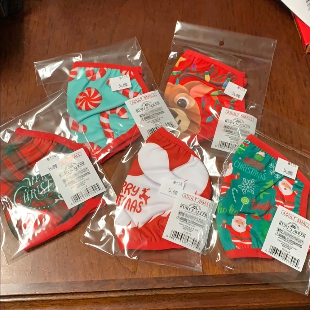 Christmas masks. Adult size small. 5 masks.